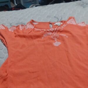 JohnPaulRichard Orange Blouse with White Embroidery